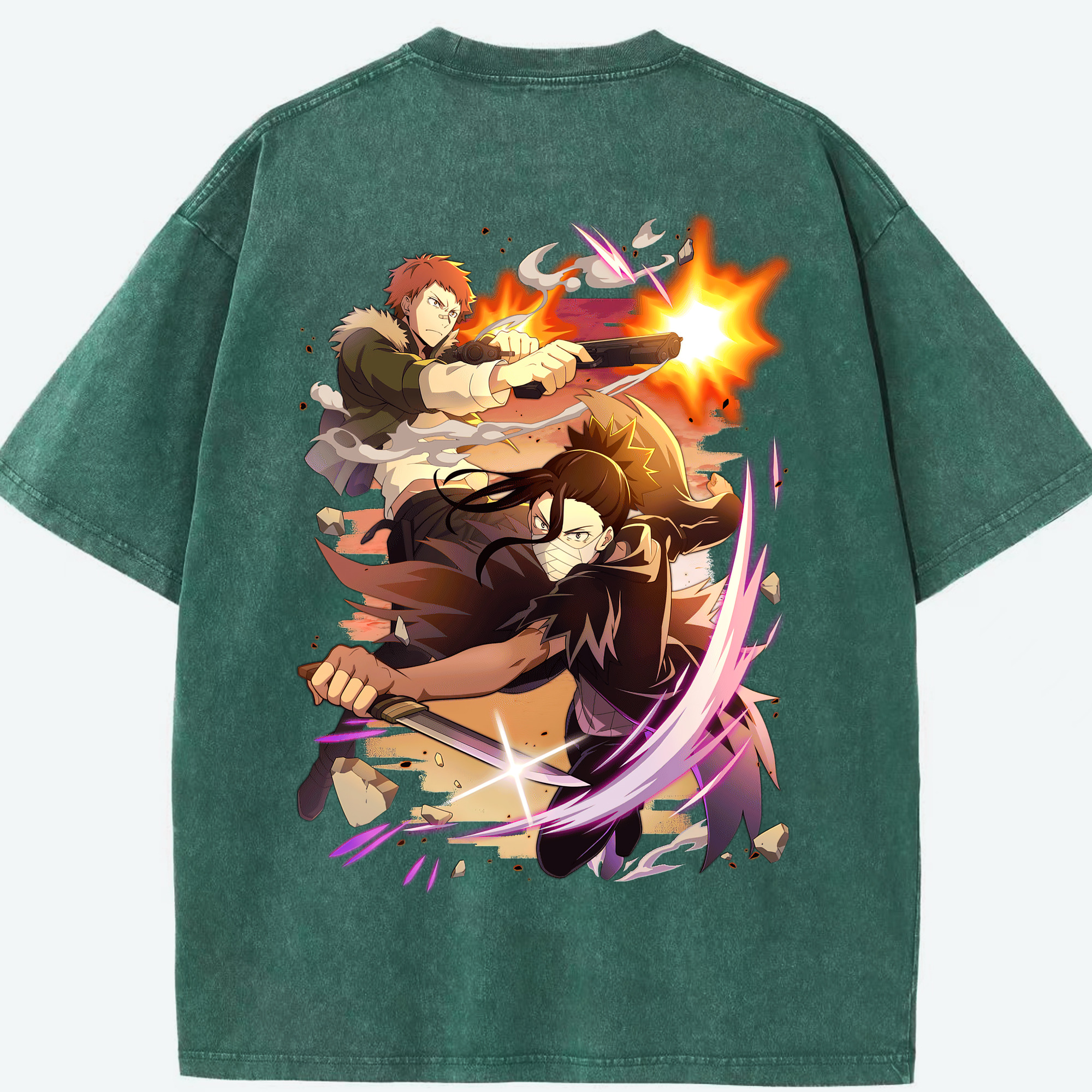 （画像用） 文豪ストレイドッグス Bungo Stray Dogs 綿100% ヴィンテージ風 半袖Tシャツ（背面プリント）